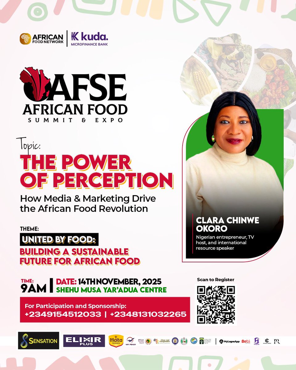 afrifoodsummit's tweet photo. Meet Clara Chinwe Okoro, one of the brilliant minds shaping Africa’s food narrative at the #AfricanFoodSummit2025!

Join us as we explore ‘The Power of Perception’ how media and marketing are driving the African food revolution.

#UnitedByFood #AFSE2025 #AfricanFoodSummit https://t.co/hOYhiS6zp5