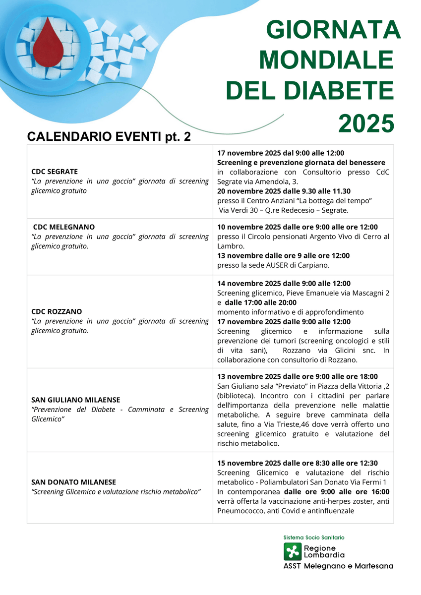 ASSTMelegnano's tweet photo. 🎗️ Giornata Mondiale del Diabete | 14 novembre
In occasione della Giornata Mondiale del Diabete, la nostra ASST rinnova il suo impegno per la prevenzione, la diagnosi precoce e la presa in carico delle persone con diabete. https://t.co/gJajY40dk3