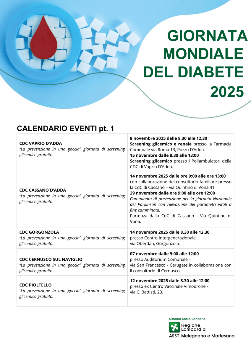 ASSTMelegnano's tweet photo. 🎗️ Giornata Mondiale del Diabete | 14 novembre
In occasione della Giornata Mondiale del Diabete, la nostra ASST rinnova il suo impegno per la prevenzione, la diagnosi precoce e la presa in carico delle persone con diabete. https://t.co/gJajY40dk3