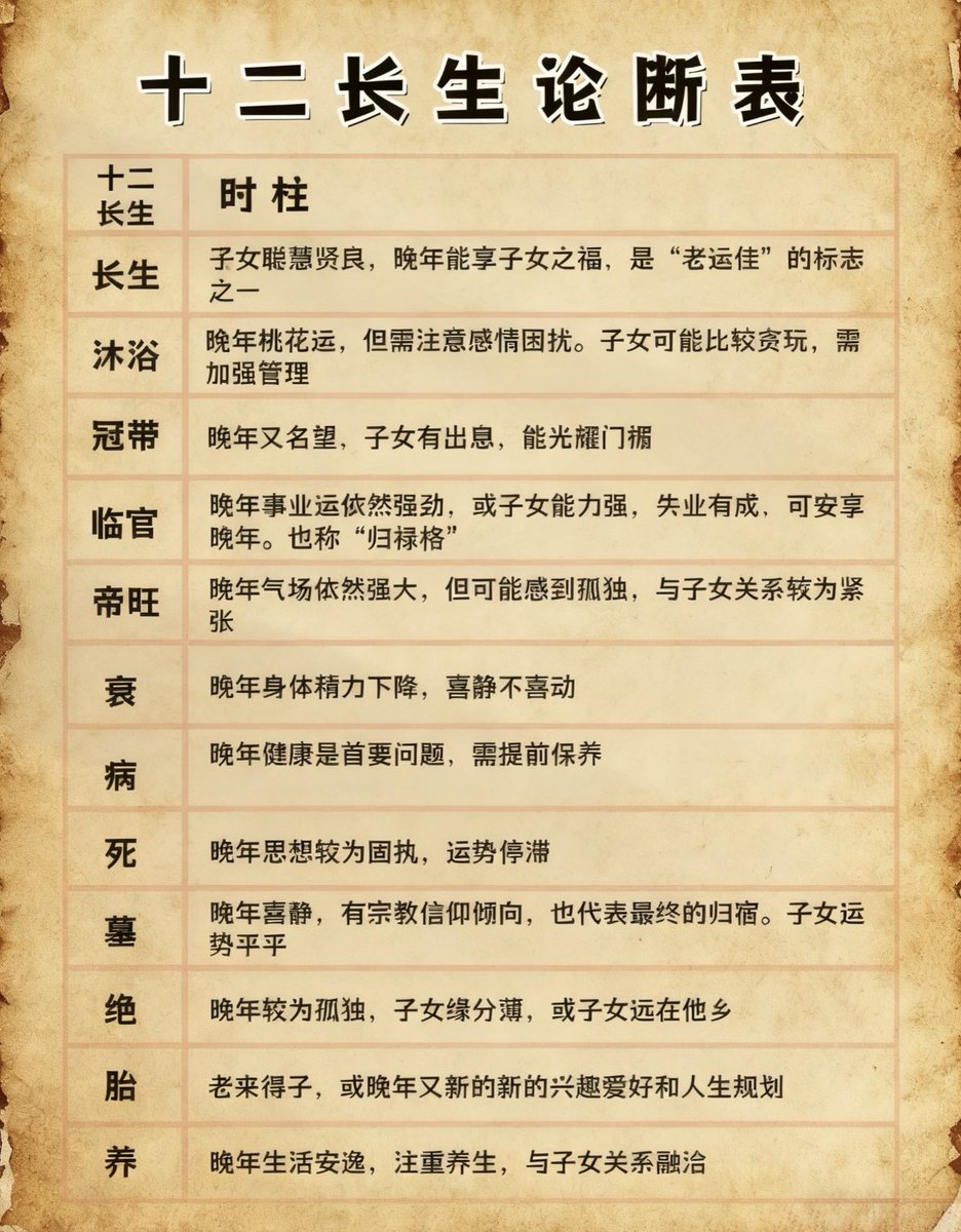 78hrb9xd4c's tweet photo. 十二长生论断表 https://t.co/u7qFYZl9BH