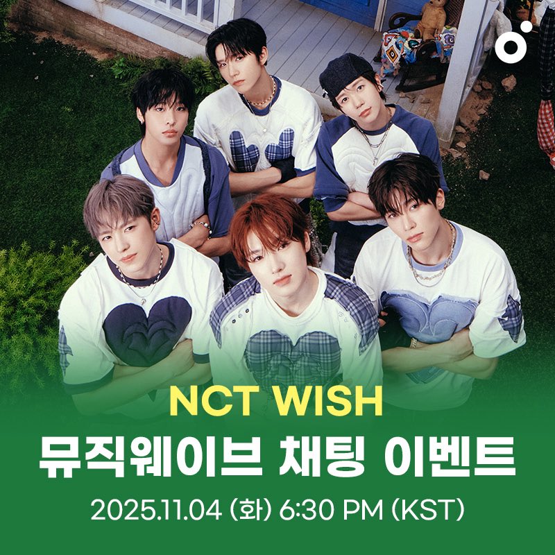 nctwishofficial's tweet photo. NCT WISH 멜론 뮤직 웨이브 참여 안내

📅 2025.11.04 6:30PM (KST)
⭐ https://t.co/xlpFdGMlEW

2025 NCT WISH .zip에 놀러오세요! 🏠

올 한 해 NCT WISH와 함께 달려온 시즈니를 [2025 NCT WISH .zip]에 초대합니다. 💚
뮤직웨이브에서 함께 이야기 나누며 남은 2025년도 행복한 시간 만들어요!

#NCTWISH #2025NCTWISH_zip ★**
@melon