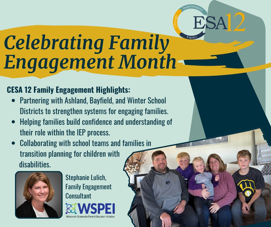 For more information about family engagement support, contact CESA 12.