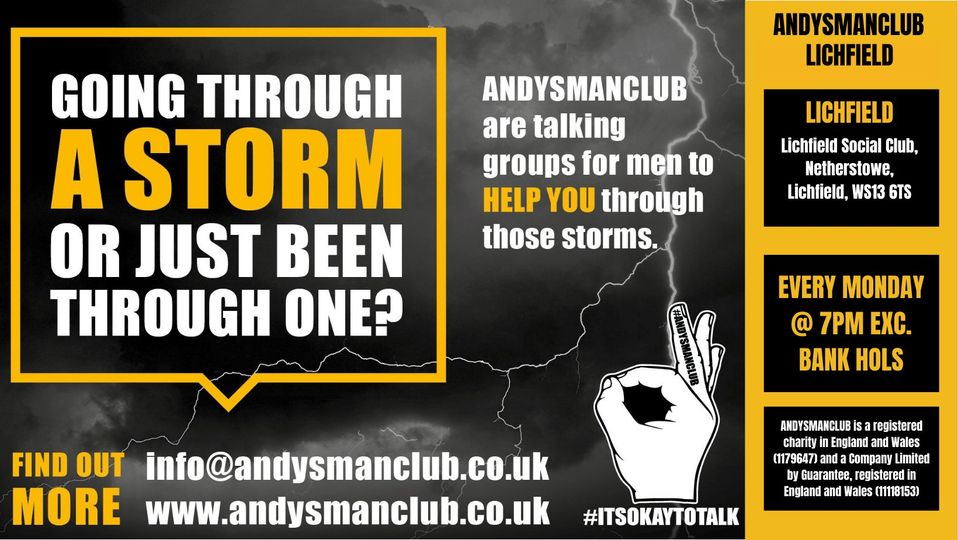 #Ad : Andy's Man Club - Join us every Monday from 7-9 PM  💪 It's a welcoming space where men can chat about mental health, share experiences, and support each other.🤝 #MentalHealthMatters #YouAreNotAlone #SupportEachOther