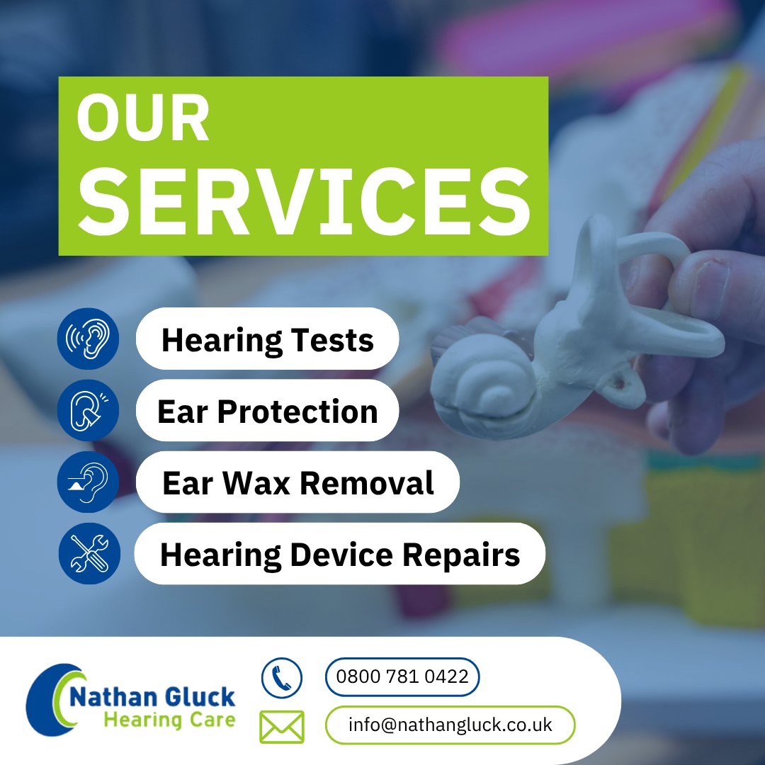 At Nathan Gluck Hearing Care, we’ve spent decades perfecting the art of personal hearing care. 
We specialise in: 
👂Ear wax removal 
👂Comprehensive hearing tests 
👂Expert hearing aid fittings
👂Hearing aid repairs 

Book now👉loom.ly/S5lWsBw

#OurServices #HearingCare