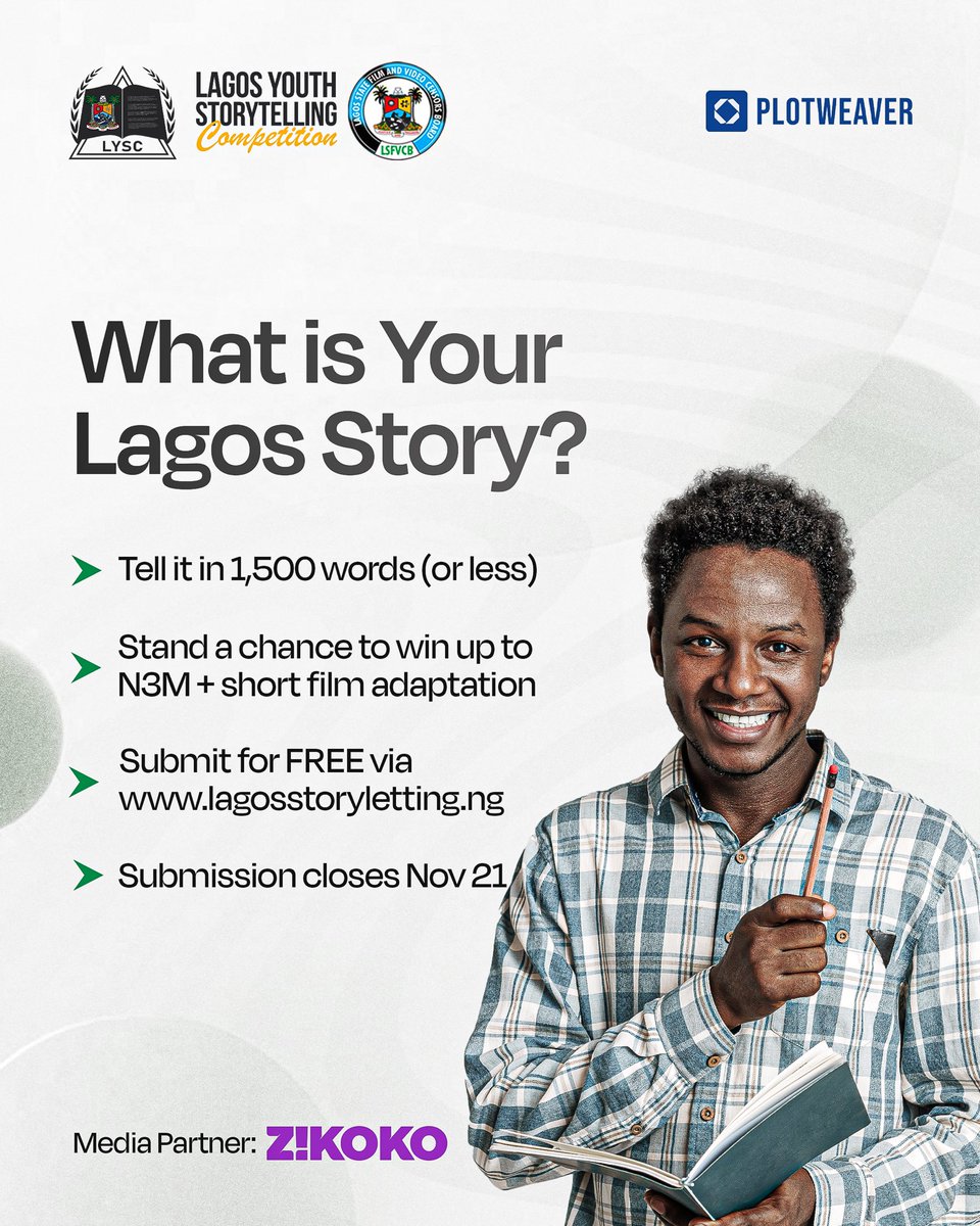 LagosTells_'s tweet photo. 18 days left to change a life through a story. 

Every Lagos student has something to say; real, imagined, or in-between.

Don’t let that story fade.
👉 Submit now: https://t.co/xMe5pBGIv6 https://t.co/PQpcsJFyzY
