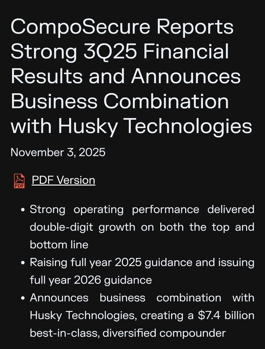 David Cote's M&amp;A journey with $CMPO has begun.