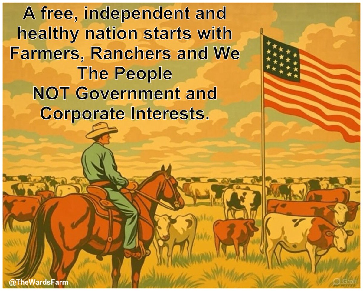 Good Morning.
A free, independent and healthy nation starts with Farmers, Ranchers and We The People
NOT Government and Corporate Interests.