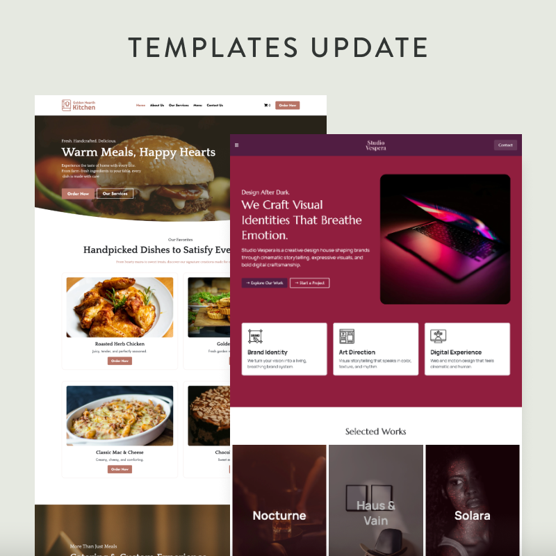 New templates are up again! We're highlighting our amazing new features to inspire your creativity. #websitedesign #website #Strikingly