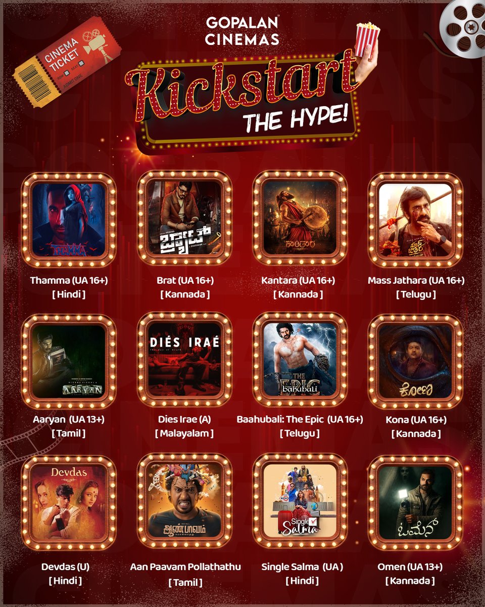 gopalan_cinemas's tweet photo. 🎬 Kickstart the Hype at Gopalan Cinemas! 🍿
12 movies. Endless excitement. One big screen experience!
Book now 👉 https://t.co/Xhqq3ltfFi
#GopalanCinemas #NowShowing #MovieTime #BlockbusterWeek https://t.co/FaPIXgxU1e