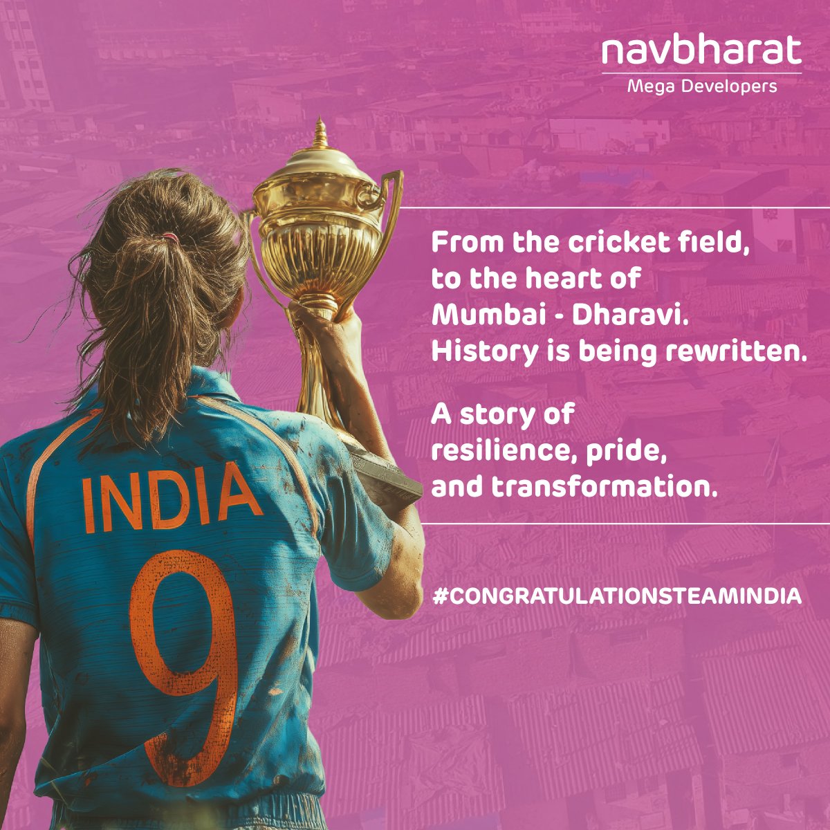 nmdplofficial's tweet image. Some victories are written on trophies. Others, on the faces that never stop dreaming.
From the heart of Dharavi to the heart of India, the story of change has begun.

#DharaviBadalRahiHai #CongratulationsTeamIndia