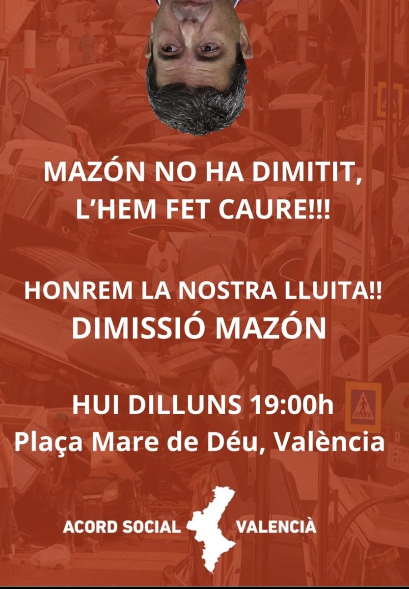 Després d'un primer moment d'alegria, toca com diuen al meu poble "caure del burro".
Segueix el Malson, fins que VOX trobe un altre que li la  mame igual o millor que ell.
Per tant res canvia, les víctimes de la DANA i el poble valencià segueix sent burlarts. 
#MazonDimissió