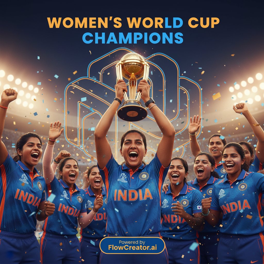 Flow_Creator's tweet image. CHAMPIONS! 🇮🇳

What a moment of pride! India conquers the world! @ICC 

The Women’s World Cup victory is not just a win; it’s an inspiration for millions.

From grit to glory, these champions have shown what determination truly means!