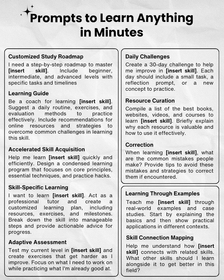 100+ AI tools to finish months of work in seconds.

1. Research

- ChatGPT
- Copilot
- Gemini
- Abacus
- Perplexity

2. Image

- Fotor
- Dalle 3
- Stability AI
- Midjourney
- Microsoft Designer

3. CopyWriting

- Rytr
- Copy AI
- Writesonic
- Adcreative AI

4. Writing

- Jasper
-