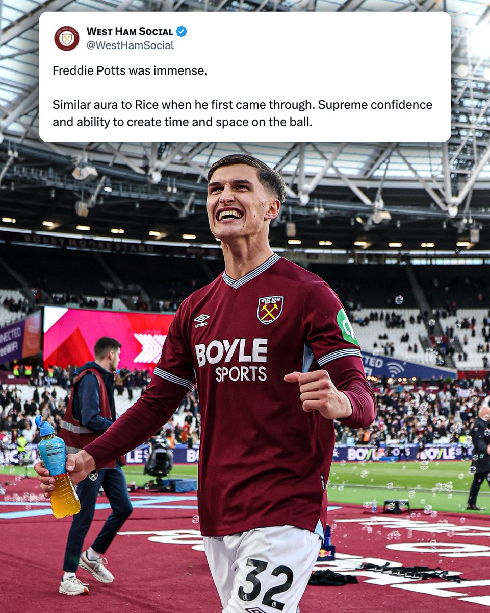footballontnt's tweet image. West Ham might have found another midfield star in Freddie Potts ⭐️