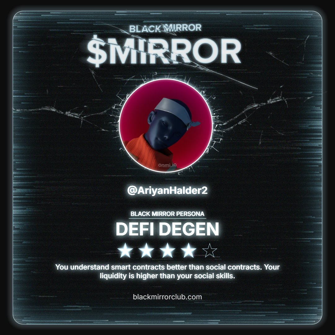Scanned and processed. The algorithm judged me.
Discover your Black Mirror Persona by <a href="/blackmirror_xp/">blackmirror_xp</a> and claim yours now.
loyalty.blackmirrorclub.com/loyalty