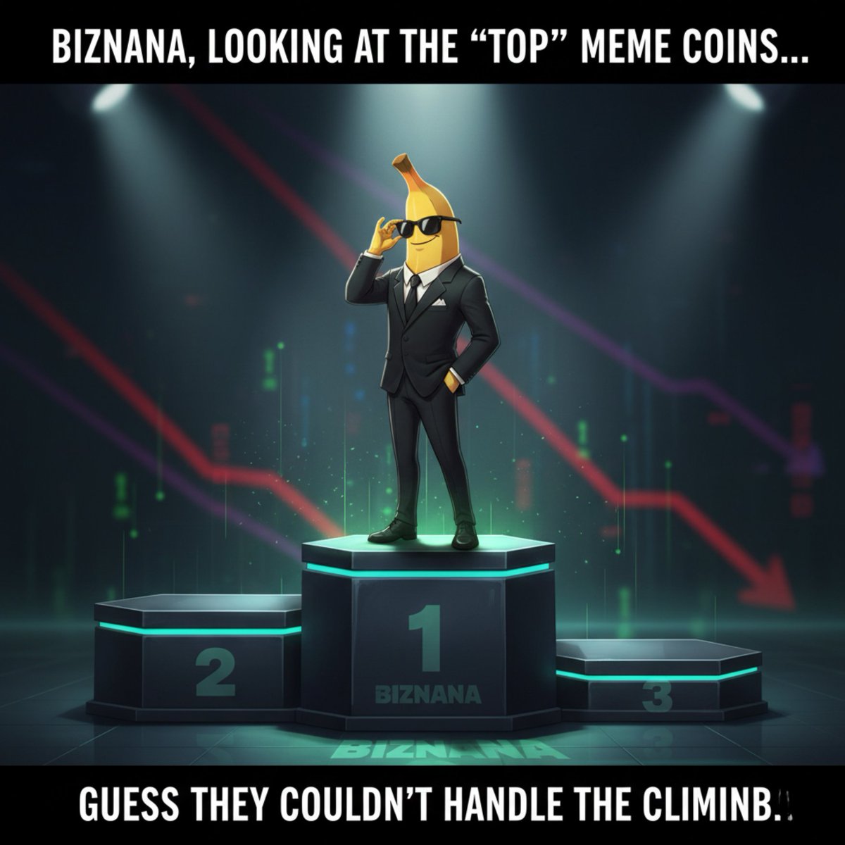 gobiznana's tweet image. They called themselves “top meme coins”... until they met Biznana. 😎🍌
Guess they couldn’t handle the climbing. 🚀📈
Climb with Biznana to the moon.🌕
Our instagram link: shorturl.at/vFCDm
.
#Biznana #Crypto #CryptoMarket #pancakeswap #memecoin #CryptoCommunity #Trending