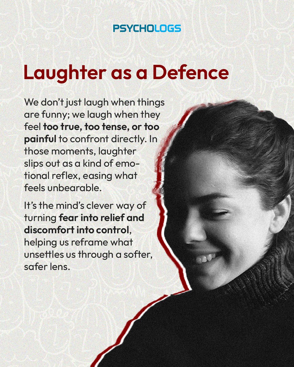 PsychologsIndia's tweet image. We often laugh at things that should offend us, but laughter isn’t just humour; it’s the mind’s defence. It helps us turn fear into relief and tension into control.

psychologs.com/why-we-laugh-a…

#PsychologyOfLaughter #DefensiveHumor #HumanBehavior #EmotionalIntelligence #DarkHumor