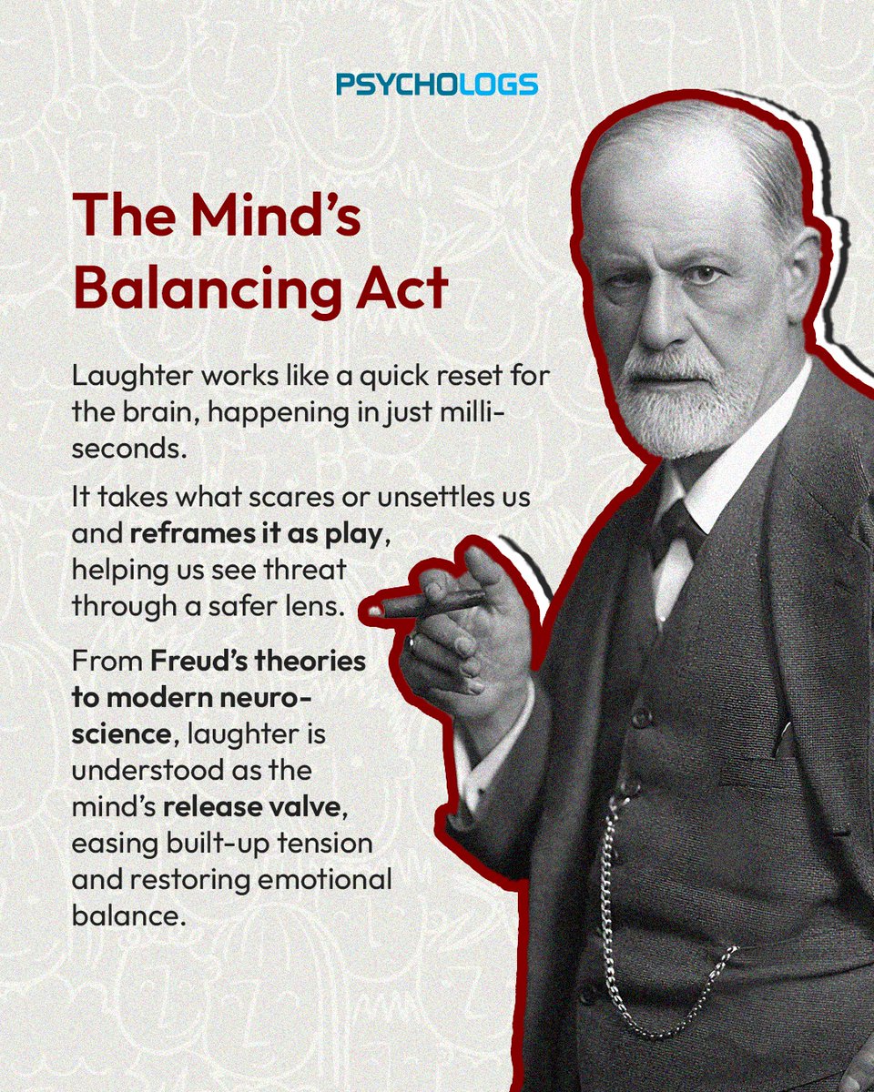 PsychologsIndia's tweet image. We often laugh at things that should offend us, but laughter isn’t just humour; it’s the mind’s defence. It helps us turn fear into relief and tension into control.

psychologs.com/why-we-laugh-a…

#PsychologyOfLaughter #DefensiveHumor #HumanBehavior #EmotionalIntelligence #DarkHumor