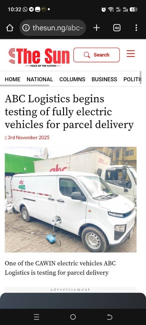 CawinMobility's tweet photo. Cawin Mobility partners with ABC Logistics for the test drive of Nigeria’s first fully electric delivery vehicle ⚡🚚
A bold step toward sustainable logistics and cleaner transport across the nation. 🌍

#CawinMobility #EVinNigeria #SustainableTransport https://t.co/koG6Q5lfyt