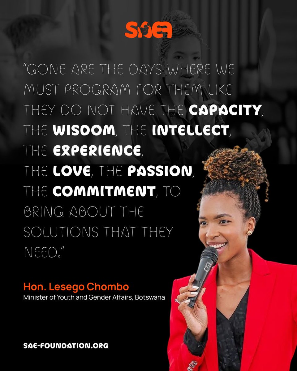 sae_foundation's tweet photo. It’s time to move from programming for youth to building WITH youth. Embed their leadership, lived experience, and decision-making power into development systems.
#YouthLedDevelopment #SAEF #InclusiveLeadership #LesegoChombo https://t.co/3FsZBULmpl