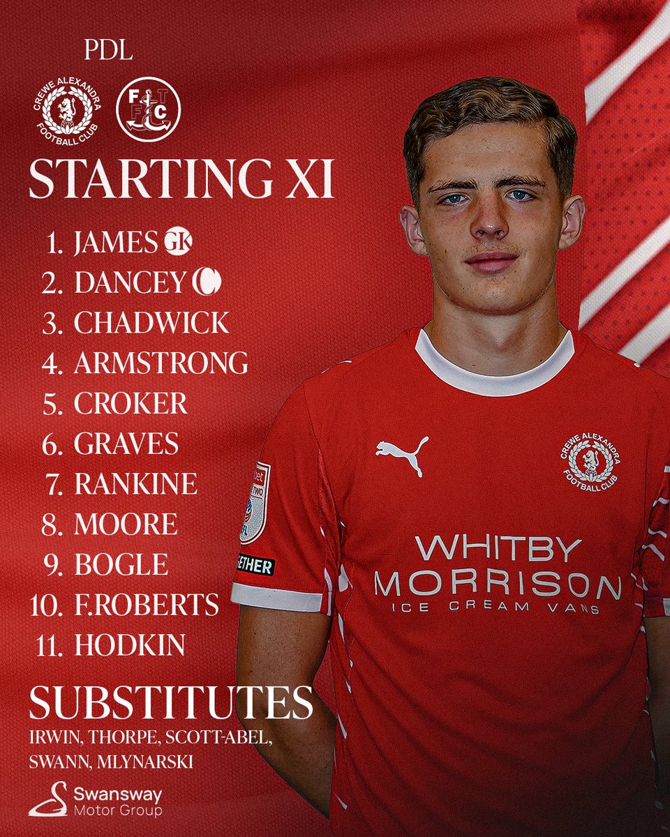 crewealexfc's tweet image. Our Under-21s line-up for today's PDL fixture 👊🔴

#CreweAlex