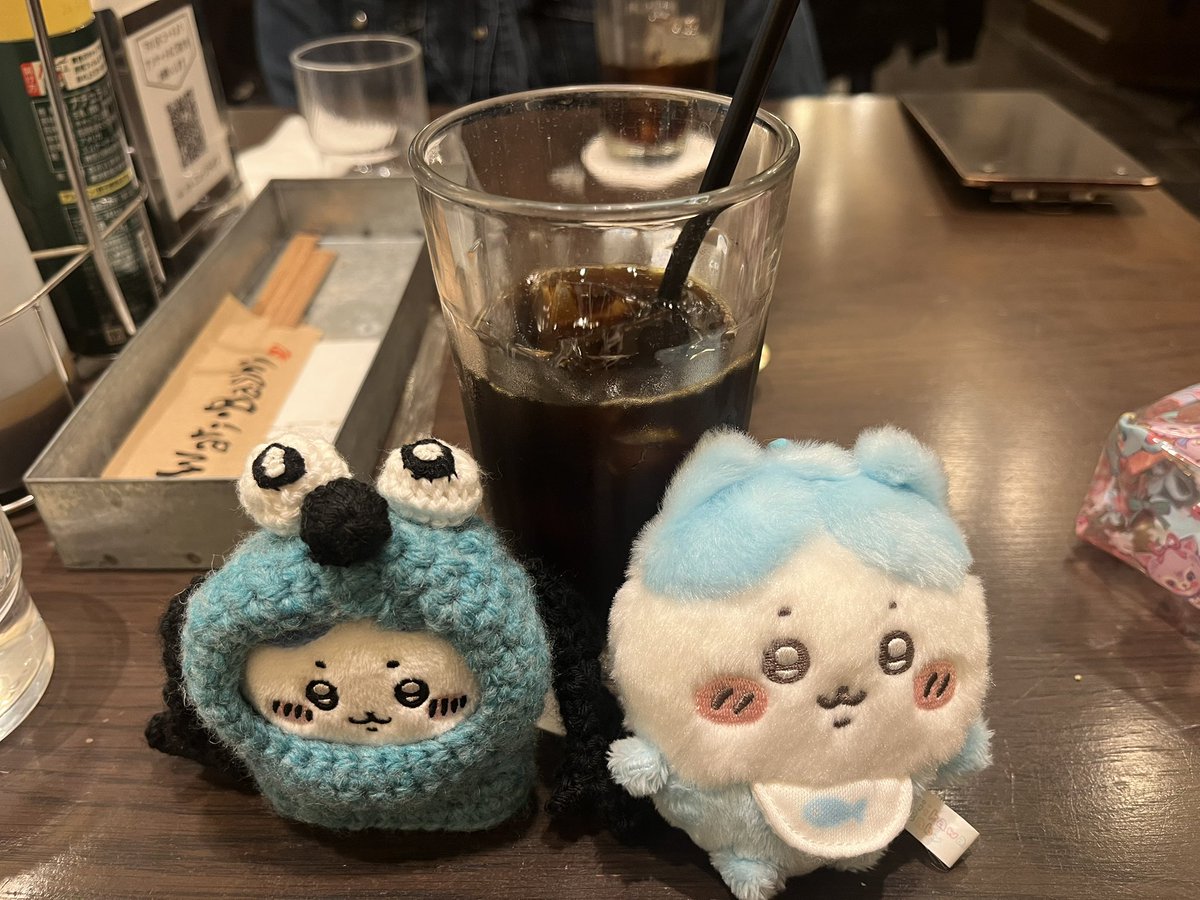 推し活！
#パペットスンスン の編みぐるみは器用な友達が編んでくれました✨

#カフェニュージャポネ
#喫茶アネモネ 的な喫茶店を求めて