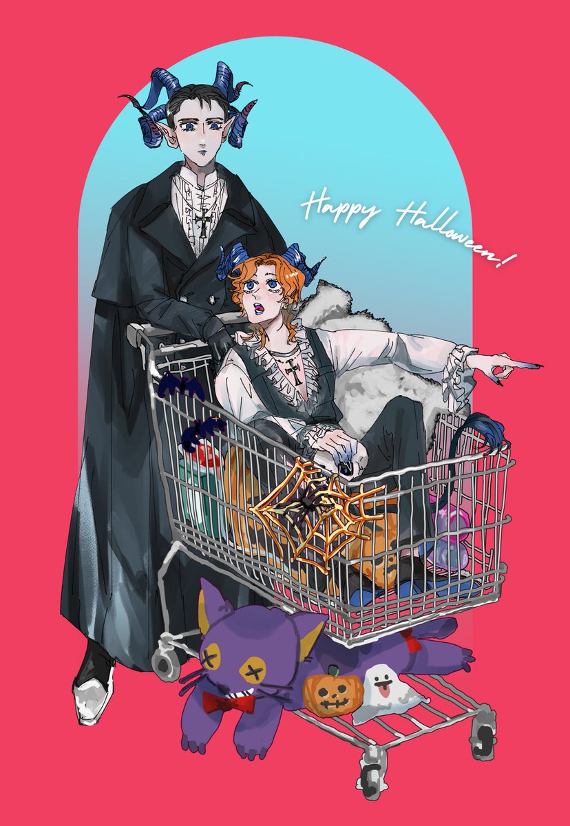 niGHT_out06's tweet photo. こちらはどっちも11月になってから描いたハロウィンの絵 https://t.co/Af9ZG4BwmC