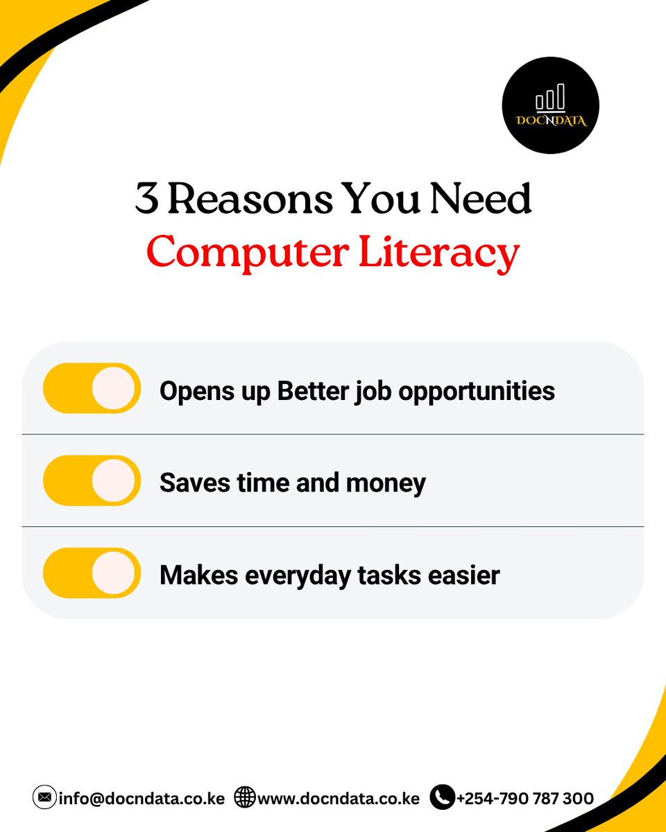 docndata's tweet image. Every lesson learned is a step toward your dreams.
#learncomputerskills #computerliteracy #docndata #DigitalSkills