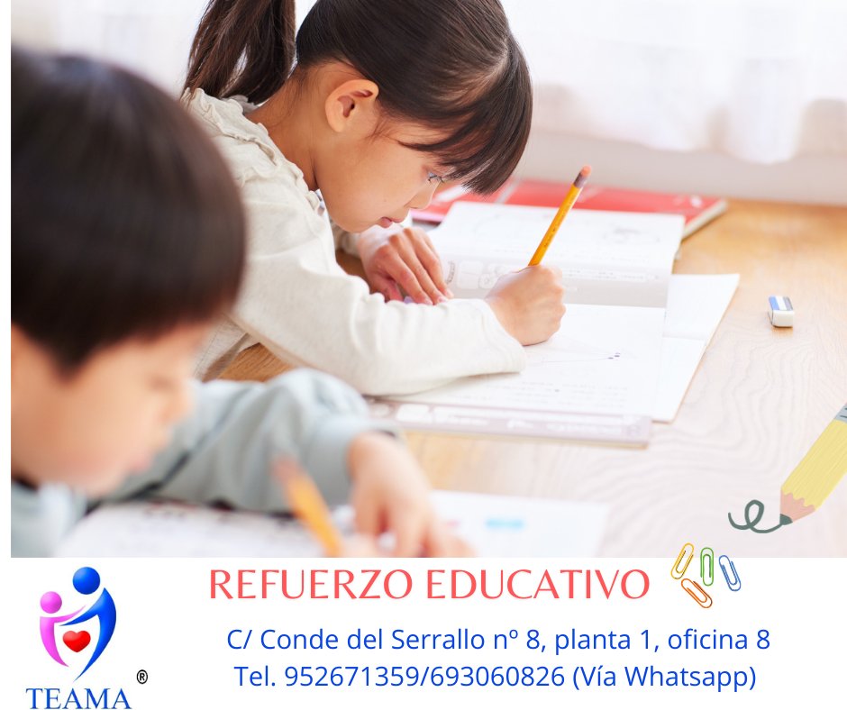 📚 Programa de Refuerzo Educativo TEAMA 💙

 Apoyo individualizado y adaptaciones que les ayudan a avanzar a su ritmo y potenciar sus habilidades...

📍 Si quieres más información, puedes visitarnos en nuestras oficinas o llamar al teléfono 📞 693 06 08 26, también por WhatsApp