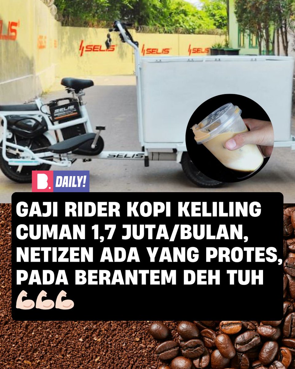 Gaji rider kopi keliling cuma 1,7 juta/26 hari bikin netizen ribut. Ada yang bela pekerja, ada yang bilang itu wajar di F&amp;B. Dua kubu debat, yang punya usaha malah santai. 😅