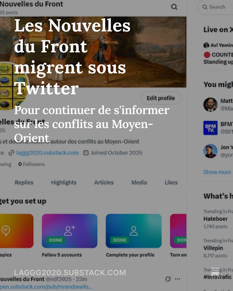 parolesdesjours's tweet image. Comme  annoncé, je cesse ici la diffusion des Nouvelles du Front, qui  devenaient trop chronophages.
Néanmoins, pour qui veut continuer d’être informé, j’ai créé un compte Twitter qui leur est dédié. L’adresse est ici : x.com/ndf2025
N’hésitez pas à vous y abonner.