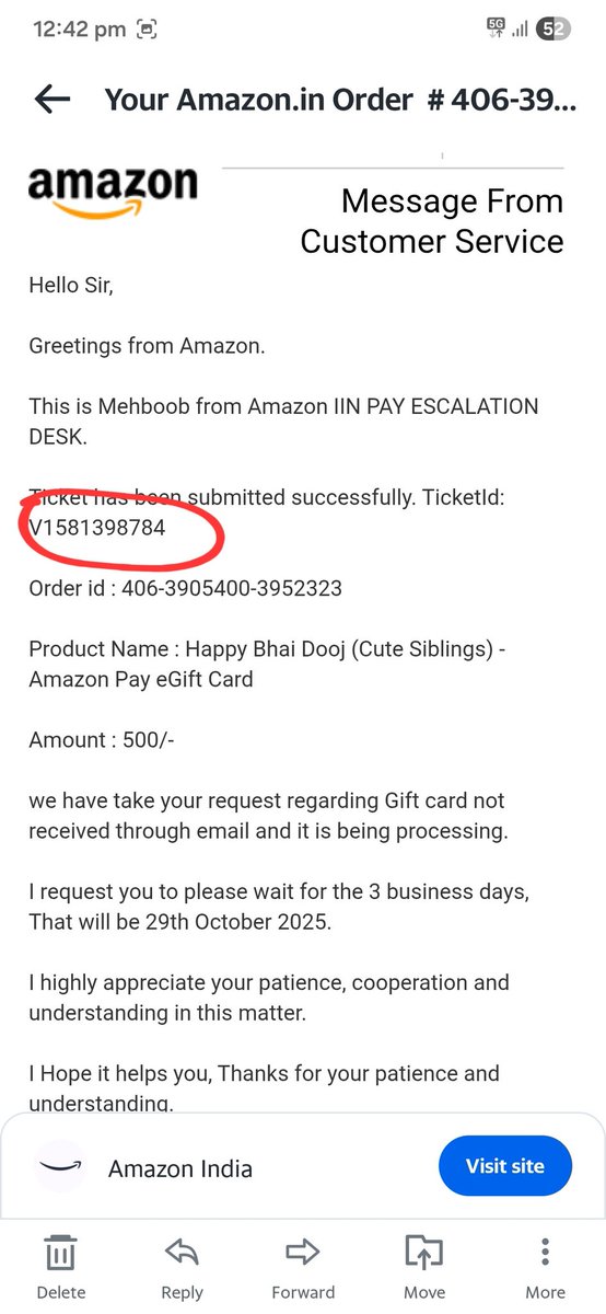 dk_singh85's tweet photo. I purchased ₹500 gift card on 21st October on @amazonIN which hasn't been delivered yet.
Reported the issue thrice with you guys but still no resolution. 
Do you guys have any shame left @AmazonHelp?

#ShameOnAmazon
#AmazonFraud
#AmazonaScam https://t.co/bYFJ01Il33