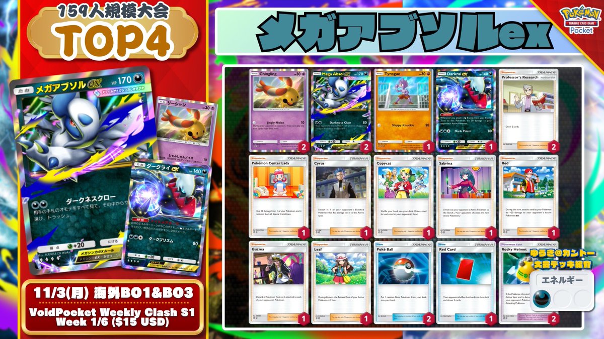 🌏 #ポケポケ 大会結果 🌏 159人規模大会で『メガチルタリスex』が優勝
