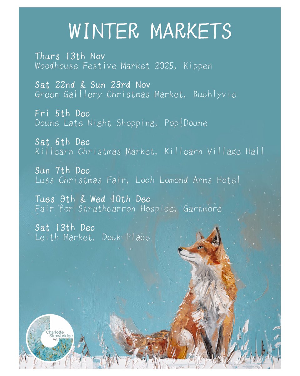 Some dates for your diary… I’m staying local (in Stirlingshire) this year, with one more market in Leith too. Hope to see you at one of these lovely events 🤍