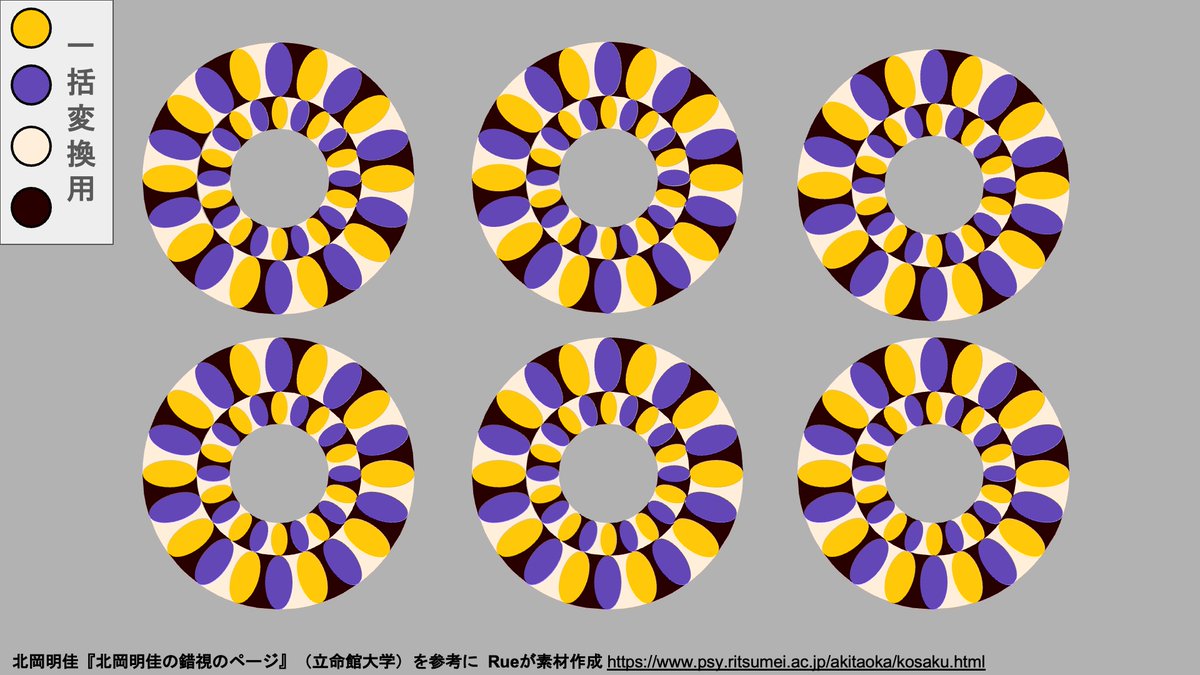 作ってみた！面白い！！ #学術Vと錯視のふしぎ　

【研究者講演企画】錯視の不思議と作り方！ 立命館大学 北岡明佳教授 【Rue/ 北白川かかぽ/きら子/ゾンビ先生/諸星めぐる】
youtube.com/live/RKOvJyfT7…