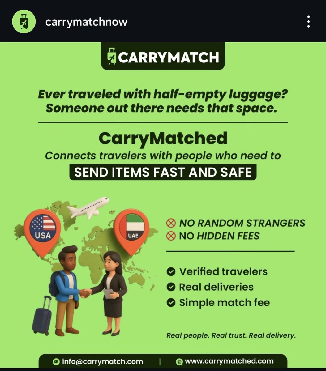 Ever travelled with  an empty luggage? Stop, someone out there needs that space. Sign up to <a href="/CarryM46414/">CarryMatch</a> website meet someone willing to pay for that space, make some cash. #CarryMatch
