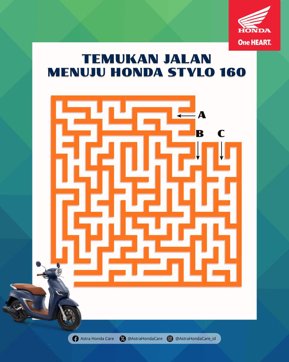 Yang belum ikutan giveaway masih ada waktu ya!

Di jalan manakah MiGan bisa menemukan Honda Stylo 160? Cus jawab di kolom komentar 😊

Dapetin hadiah menarik untuk 1 (satu) pemenang yang beruntung 🙂

- Jawab pertanyaan dari mimin dikolom komentar
- LIKE dan SHARE postingan
