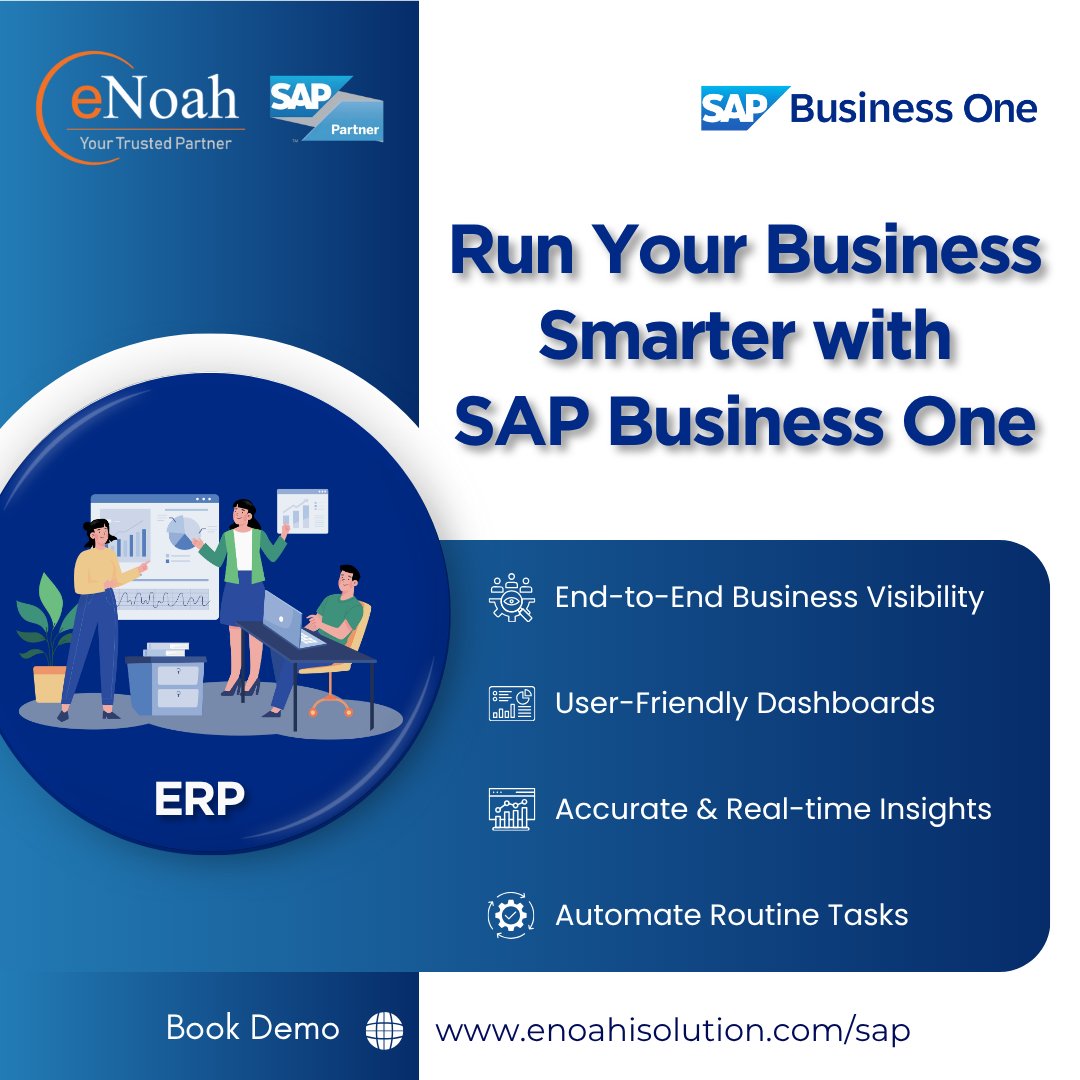 enoahisolution's tweet image. Run your business smarter with #SAPBusinessOne! Gain real-time insights, boost visibility &amp;amp; automate routine tasks for smarter decisions. Book Demo: bit.ly/3ME9oXW

#SAPB1 #ERP #ManufacturingExcellence #DigitalTransformation #SmartManufacturing #BusinessGrowth #eNoah