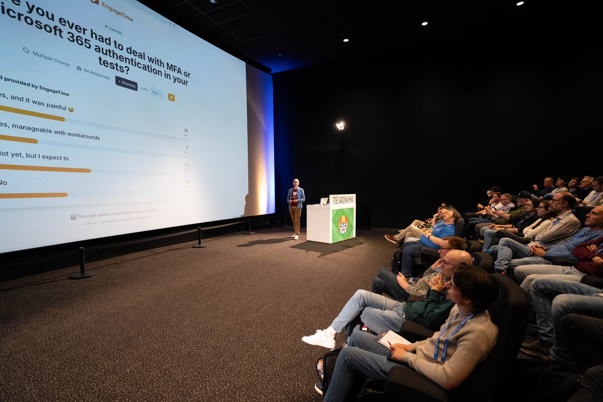 eliostruyf's tweet image. Presenting in a cinema room is such a cool experience. The best part? You never have to ask if the font is big enough! #Techorama
