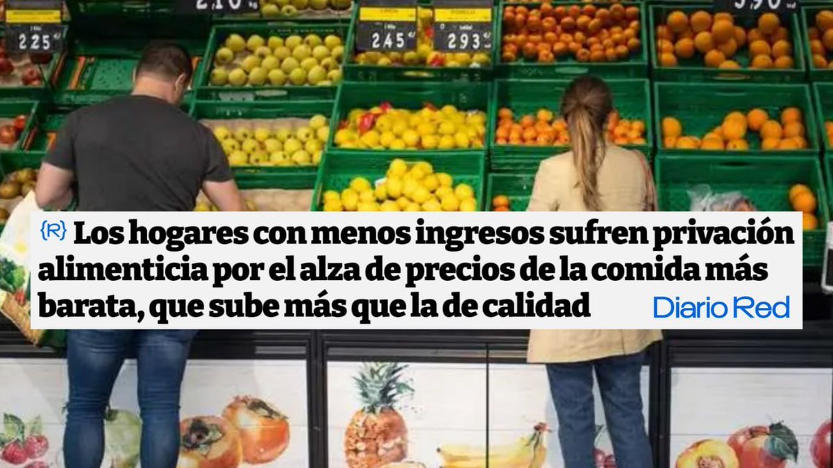 Mientras los productores siguen recibiendo unos precios de miseria en origen las familias trabajadoras no pueden llenar el carro de la compra.

La cadena alimentaria sigue desequilibrada porque se no hace nada para que se cumpla la ley que la regula

diario-red.com/articulo/espan…
