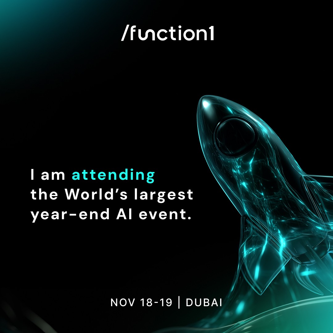 Excited to attend #FUNCTION1 in Dubai (18–19 Nov).

Curious to see how the AI community is evolving:
• Where focus is shifting
• How startups are staying lean
• How teams use AI agents as teammates, not tools
• What the future of work will look like