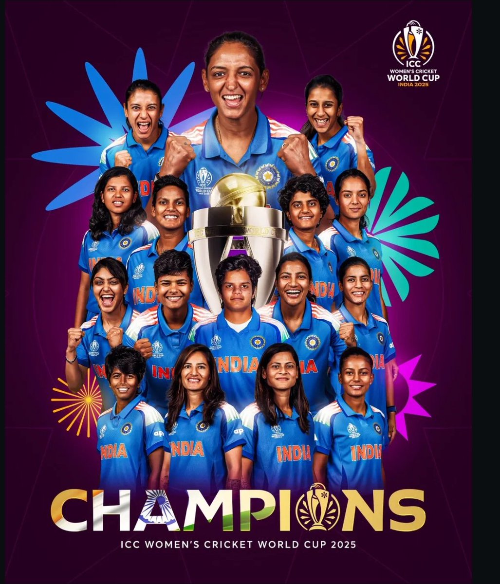 History has been made! 
Huge congratulations to our incredible Indian Women's Cricket Team for lifting the World Cup and making the entire nation proud. Your grit, grace, and game have inspired millions and rewritten the future of cricket.
From stunning boundaries to fearless