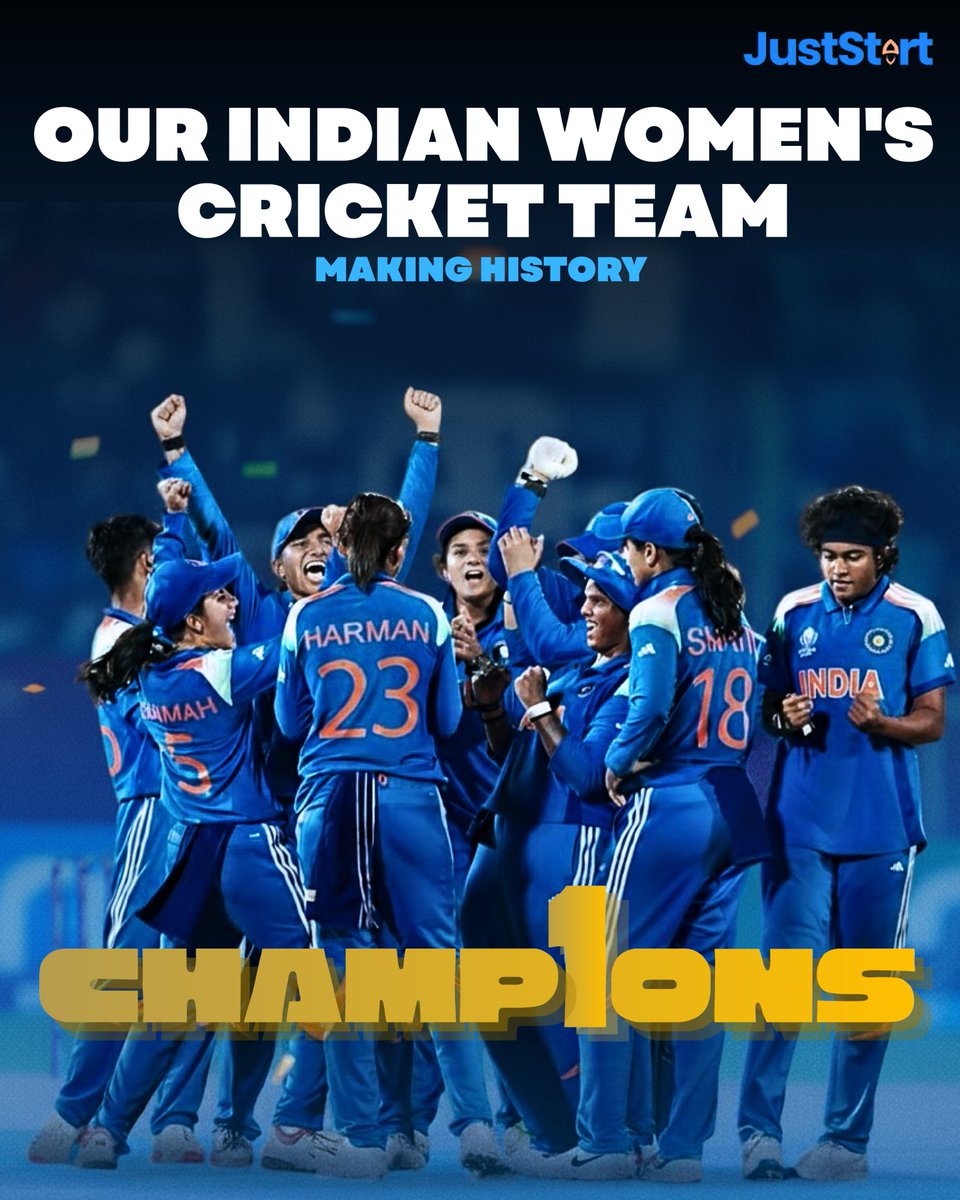 Juststart_tech's tweet image. Champions rise through dedication and belief!🏆Congratulations to the Indian Women’s Cricket Team for their phenomenal ICC Championship win. A true reminder that hard work always pays off!

#ICCWomensWorldCup2025 #ICCWomensWorldCup #WomensWorldCup2025 #IndianCricket