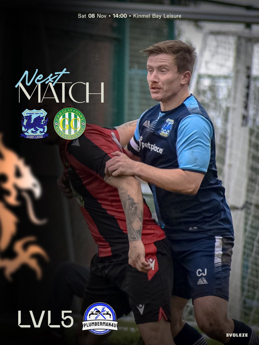 KinmelFc's tweet image. ⚽️ @KinmelFc ⚽
🆚 @GlanConwyFc 
📅 Saturday 8th November
⏰ 2pm Ko 
🏟 Kinmel Bay Leisure Centre 
🏆 NWCEL
👤 TBC
🎟️ £3 
📸 Becca
🍔 🍟 🍺 available 

Thanks as always goes to our main sponsors 

Main Sponsors - @petplacesion from The @petplace_uk &amp;amp; Rich Blake from @lvl5gyms