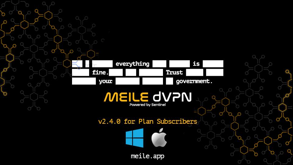 MeileDVPN's tweet image. Meile v2.4.0 for Plan Subscribers has now been released for Windows and MacOS. 

This version is solely for people wishing to subscribe to a monthly subscription plan or currently enrolled plan subscribers. Direct node sessions (previously subscriptions) will be available at a…