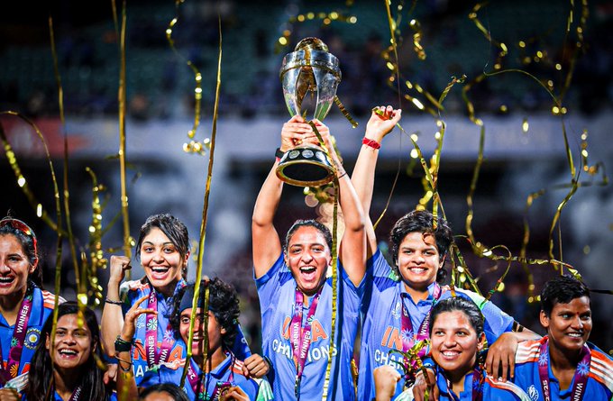 History makers! India’s women cricketers have done the unthinkable—World Cup champions at last! 

The courage, talent, and determination of Bharat’s Nari Shakti proves that when women rise, they soar. 

Salute to our champions!