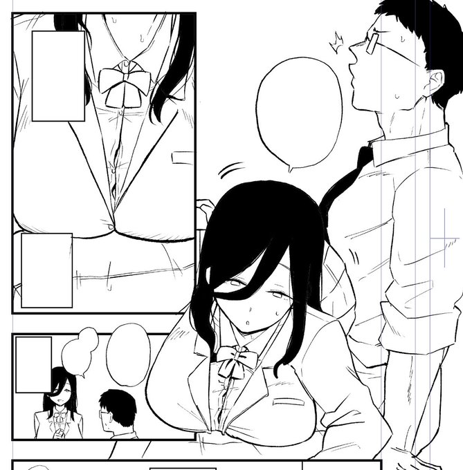 地味系爆乳のエロ漫画シコシコ描いてる 