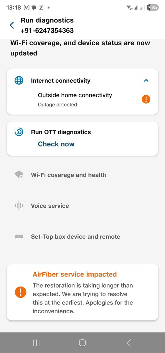 DkjKumar3's tweet photo. Hi @reliancejio @JioCare @JIOAIRFIBERIN what kind of customer service you guys are running. My tv setup box is not working when I am raising concern always your customer service agent told me there is temporary issue in area and while checking app I saw same message from 5 month. https://t.co/LcFaVO7QPI