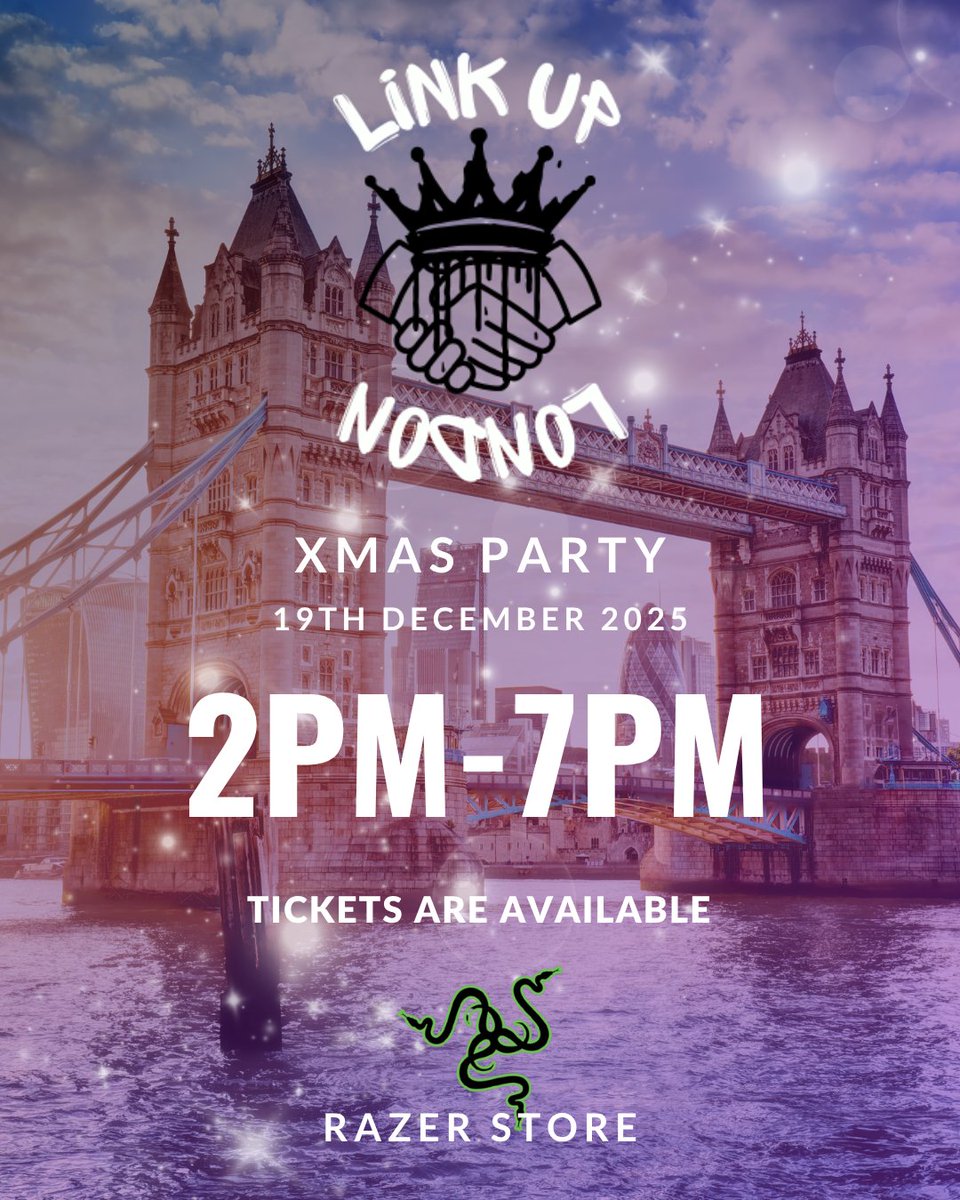 LNKUPLDN's tweet image. It&apos;s that time of year once again! 

Link Up London&apos;s Xmas Party is getting prepped and ready for 19/12. We can&apos;t wait to see you all again at the @RazerStore in London. 

Tickets will be available TODAY from 12pm &amp;amp; yes they&apos;re FREE!! 

Space is limited, so grab them fast!