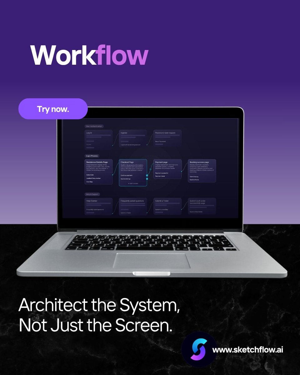 sketchflow_ai's tweet image. Most AI tools generate isolated screens.,Sketchflow focuses on system logic first.

Our AI builds a complete, editable workflow map that defines page layers, relationships, and navigation paths before any UI is rendered. Designers and PMs can validate and refine logic, then…